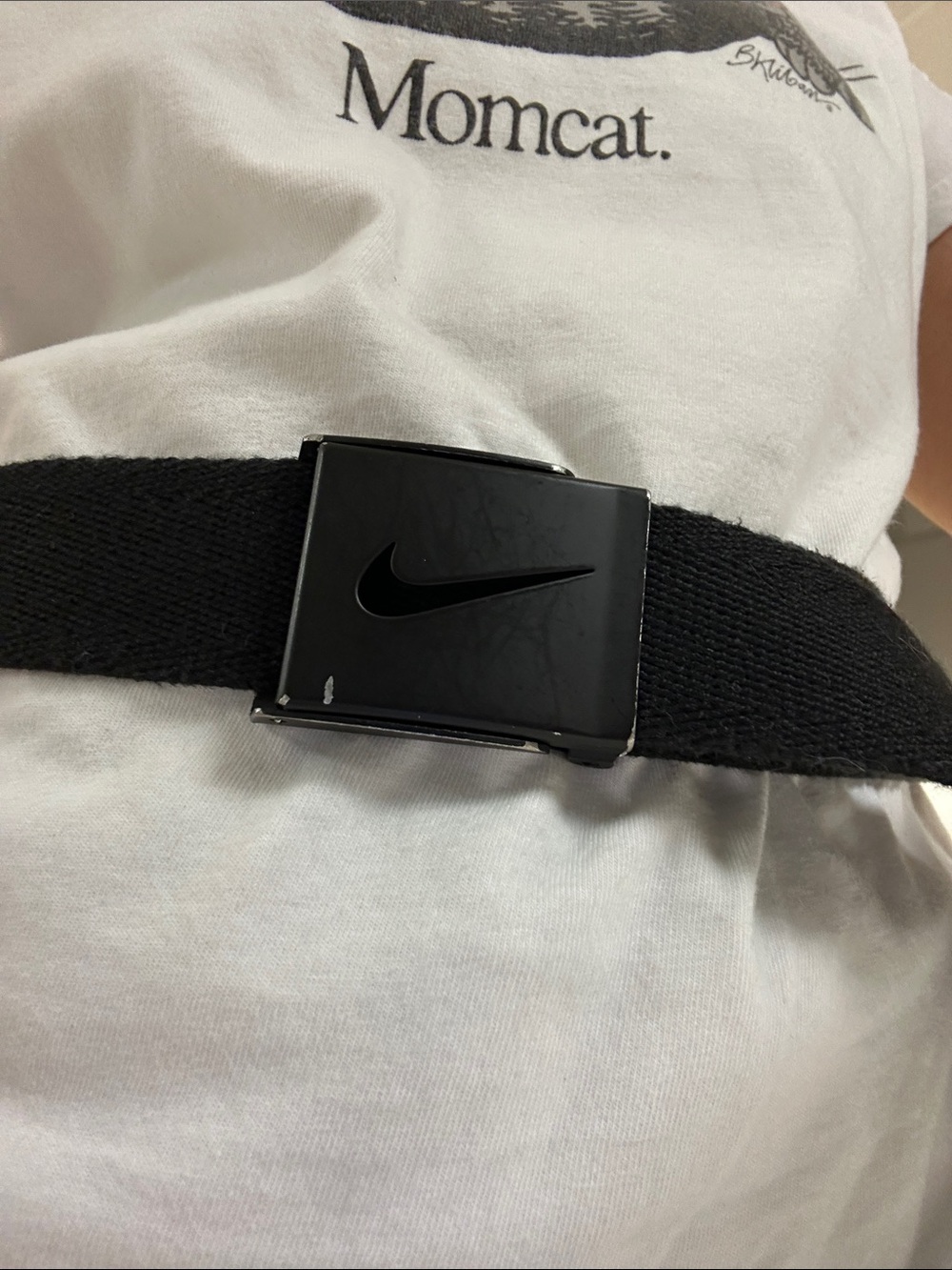 Nike Black Webbing Belt with Swoosh Buckle image 3